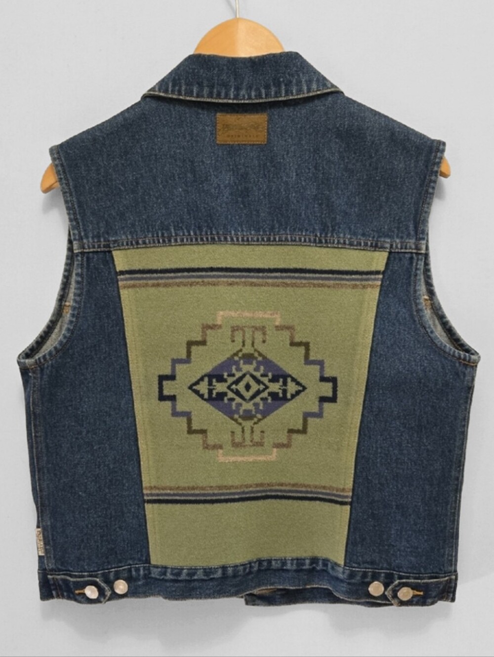 Pendleton‎ Denim Vest Size M Aztec Wool Trucker Southwestern